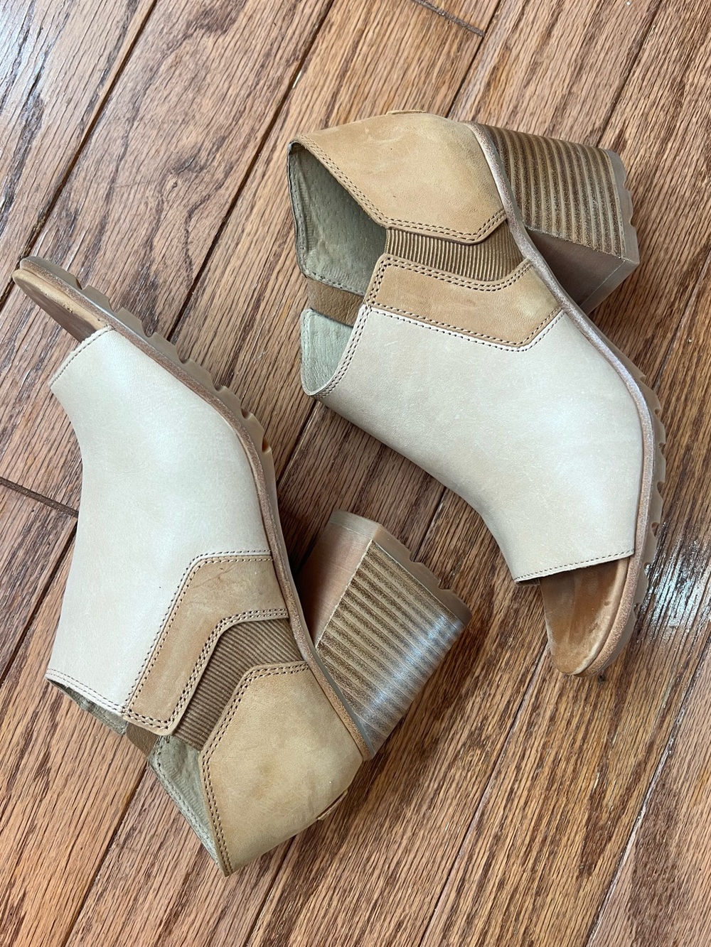 Sorel Beige Peep Top Anke 3in Heel Sz 9 - Picture 5 of 9